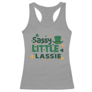 Funny St Patrick's Day Sassy Little Lassie Racerback Tank Top Shamrock TS11 Sport Gray Print Your Wear
