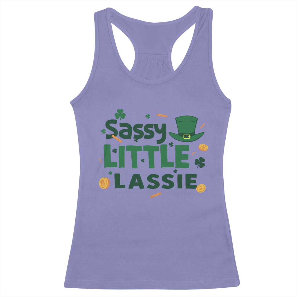 Funny St Patrick's Day Sassy Little Lassie Racerback Tank Top Shamrock TS11 Violet Print Your Wear
