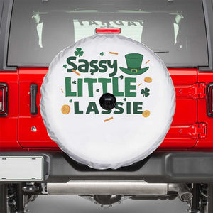 Funny St Patrick's Day Sassy Little Lassie Spare Tire Cover Shamrock TS11 White Print Your Wear