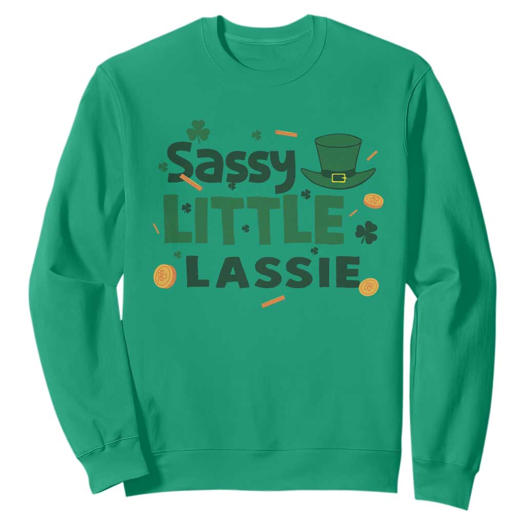 Funny St Patrick's Day Sassy Little Lassie Sweatshirt Shamrock TS11 Irish Green Print Your Wear