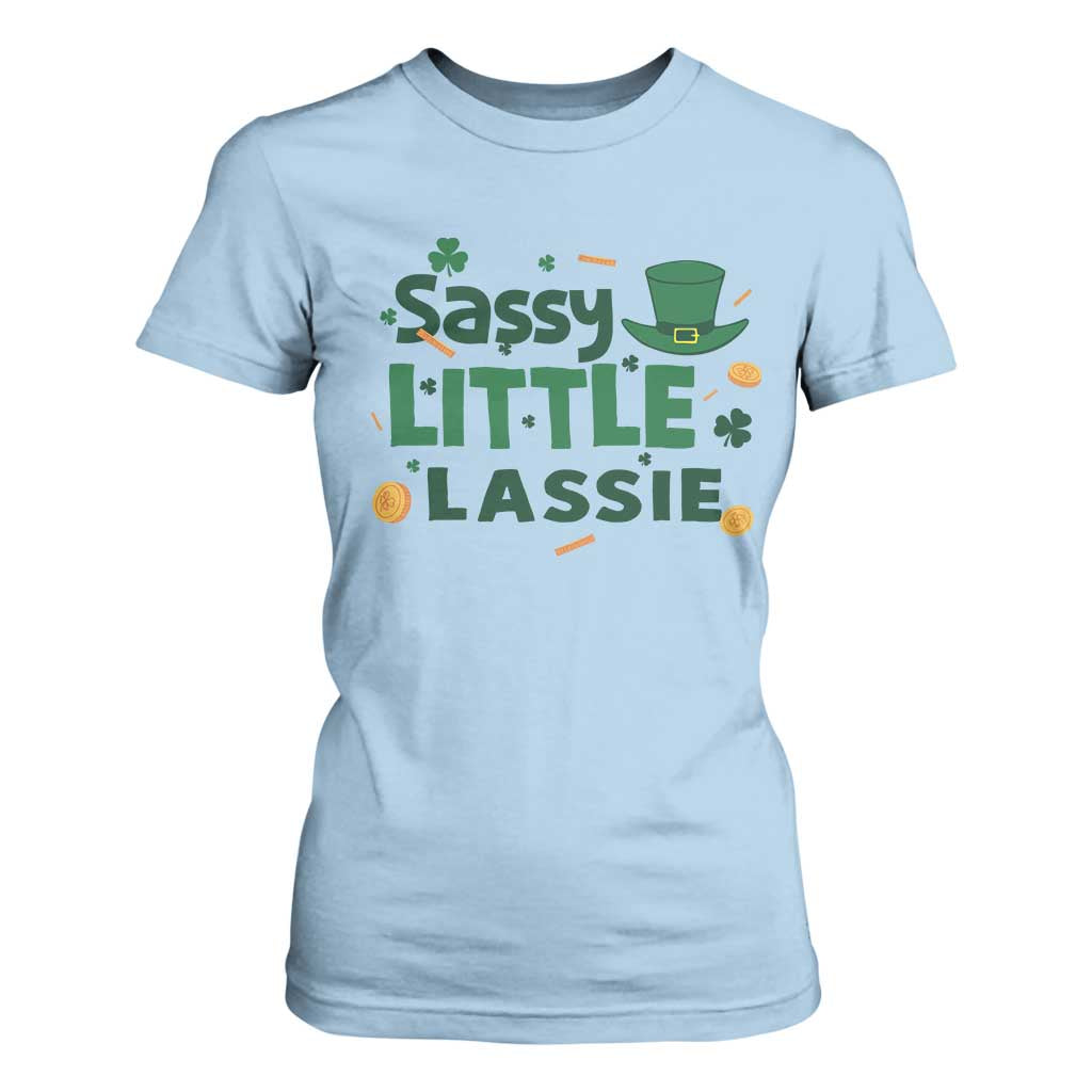 Funny St Patrick's Day Sassy Little Lassie T Shirt For Women Shamrock TS11 Light Blue Print Your Wear