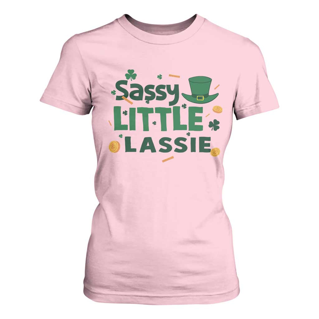 Funny St Patrick's Day Sassy Little Lassie T Shirt For Women Shamrock TS11 Light Pink Print Your Wear