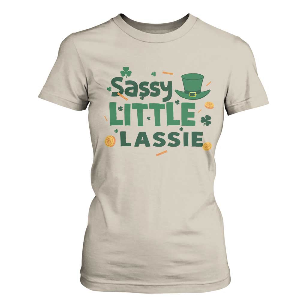 Funny St Patrick's Day Sassy Little Lassie T Shirt For Women Shamrock TS11 Sand Print Your Wear