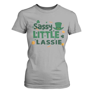 Funny St Patrick's Day Sassy Little Lassie T Shirt For Women Shamrock TS11 Sport Gray Print Your Wear