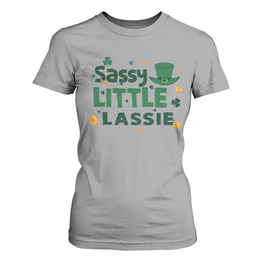 Funny St Patrick's Day Sassy Little Lassie T Shirt For Women Shamrock TS11 Sport Gray Print Your Wear