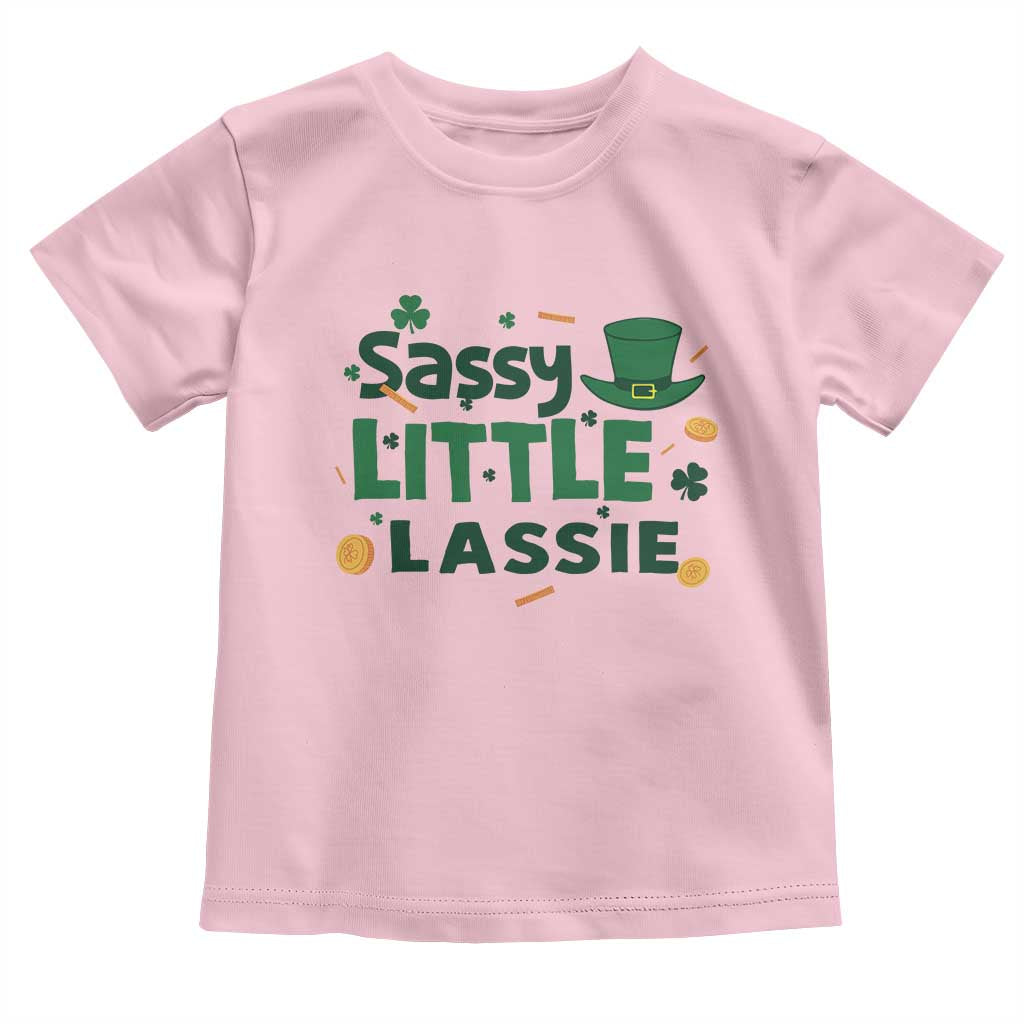 Funny St Patrick's Day Sassy Little Lassie Toddler T Shirt Shamrock TS11 Light Pink Print Your Wear