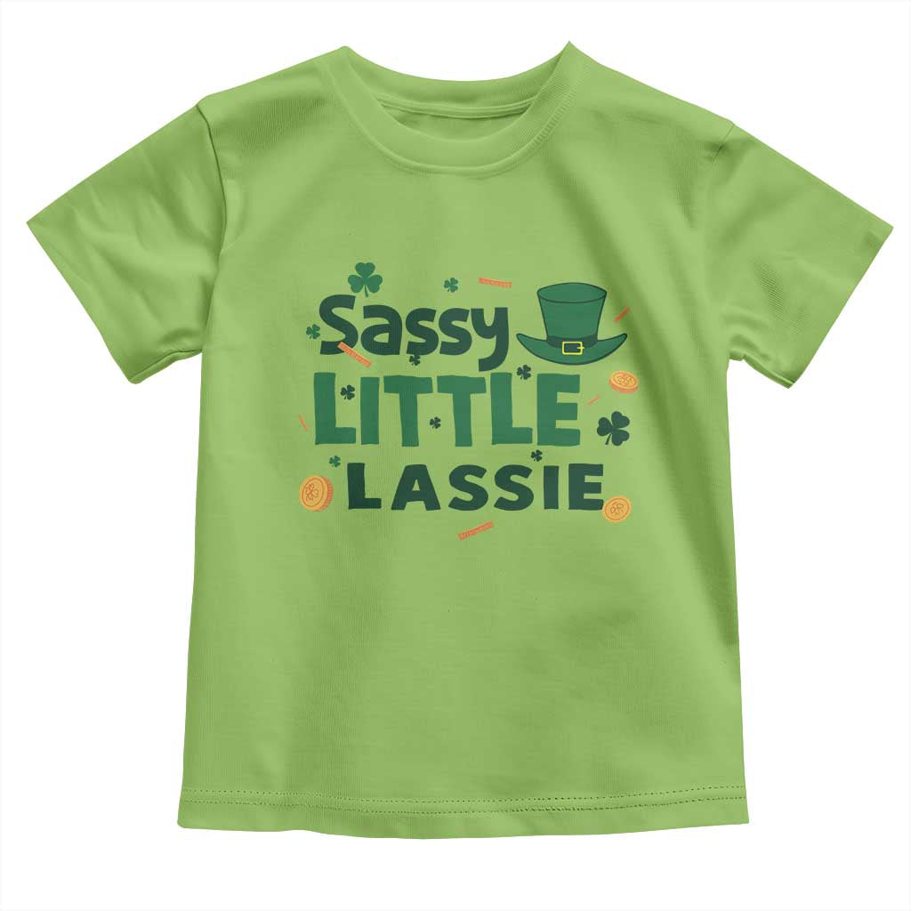 Funny St Patrick's Day Sassy Little Lassie Toddler T Shirt Shamrock TS11 Lime Print Your Wear