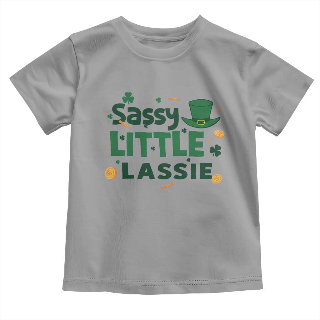 Funny St Patrick's Day Sassy Little Lassie Toddler T Shirt Shamrock TS11 Sport Gray Print Your Wear
