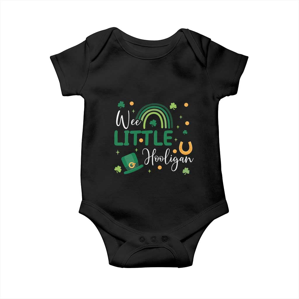 Funny Wee Little Hooligan Baby Onesie St Patrick's Day Shamrock Rainbow TS11 Black Print Your Wear