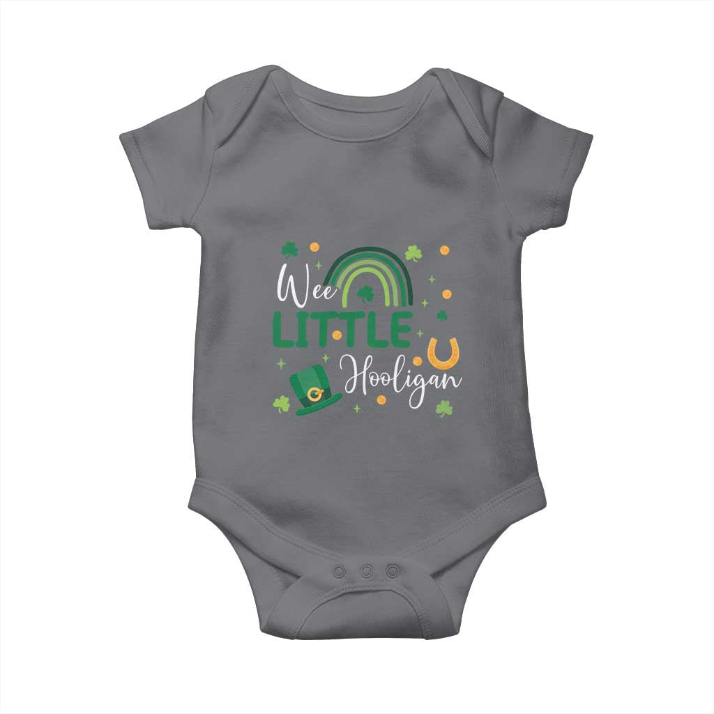 Funny Wee Little Hooligan Baby Onesie St Patrick's Day Shamrock Rainbow TS11 Charcoal Print Your Wear
