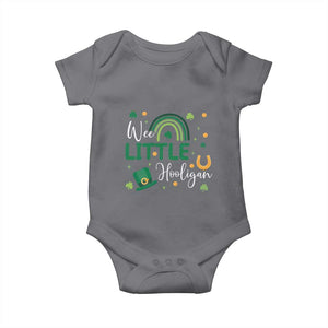 Funny Wee Little Hooligan Baby Onesie St Patrick's Day Shamrock Rainbow TS11 Charcoal Print Your Wear