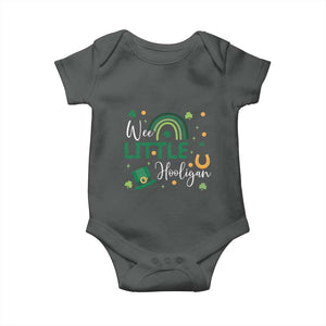 Funny Wee Little Hooligan Baby Onesie St Patrick's Day Shamrock Rainbow TS11 Dark Heather Print Your Wear