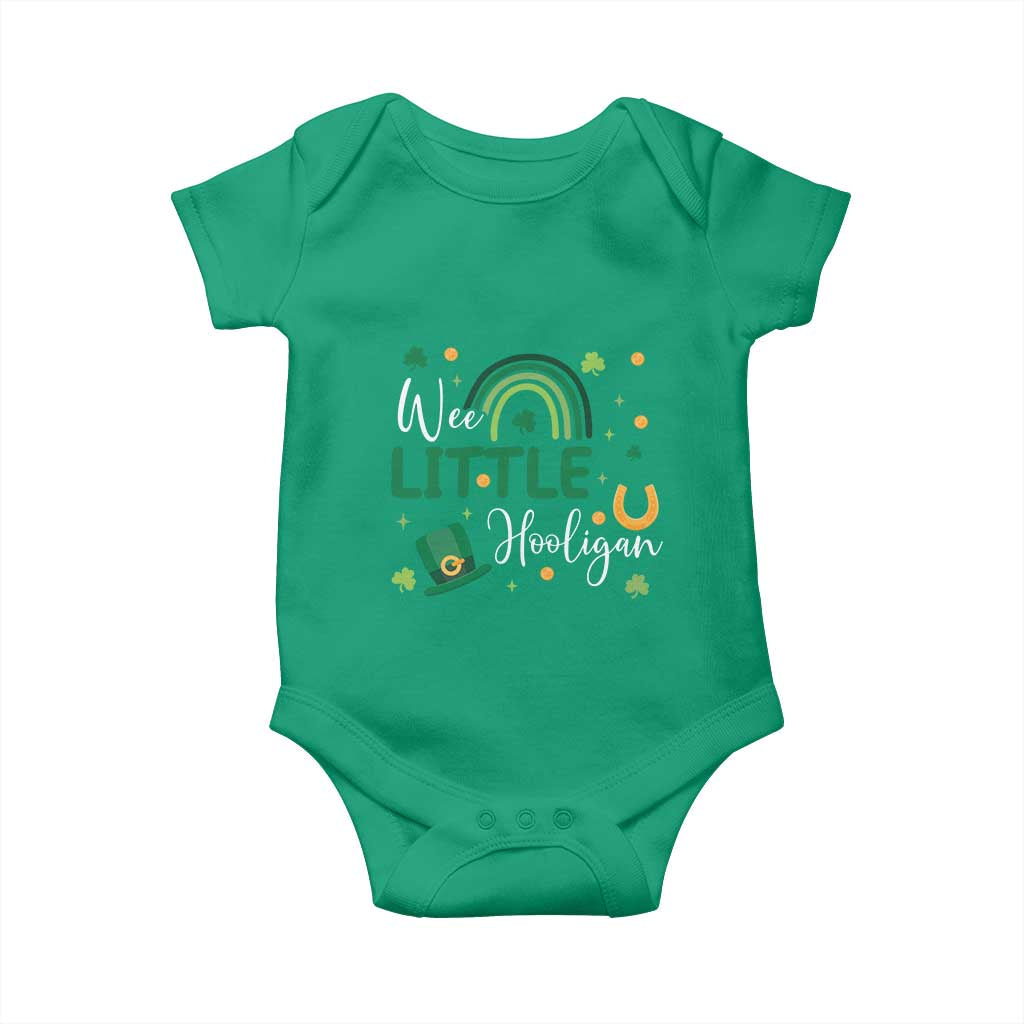 Funny Wee Little Hooligan Baby Onesie St Patrick's Day Shamrock Rainbow TS11 Irish Green Print Your Wear