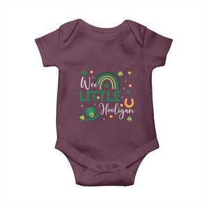 Funny Wee Little Hooligan Baby Onesie St Patrick's Day Shamrock Rainbow TS11 Maroon Print Your Wear