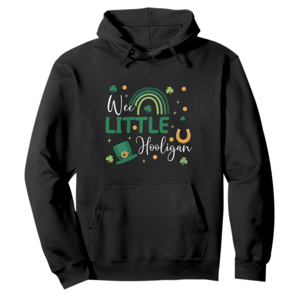 Funny Wee Little Hooligan Hoodie St Patrick's Day Shamrock Rainbow TS11 Black Print Your Wear