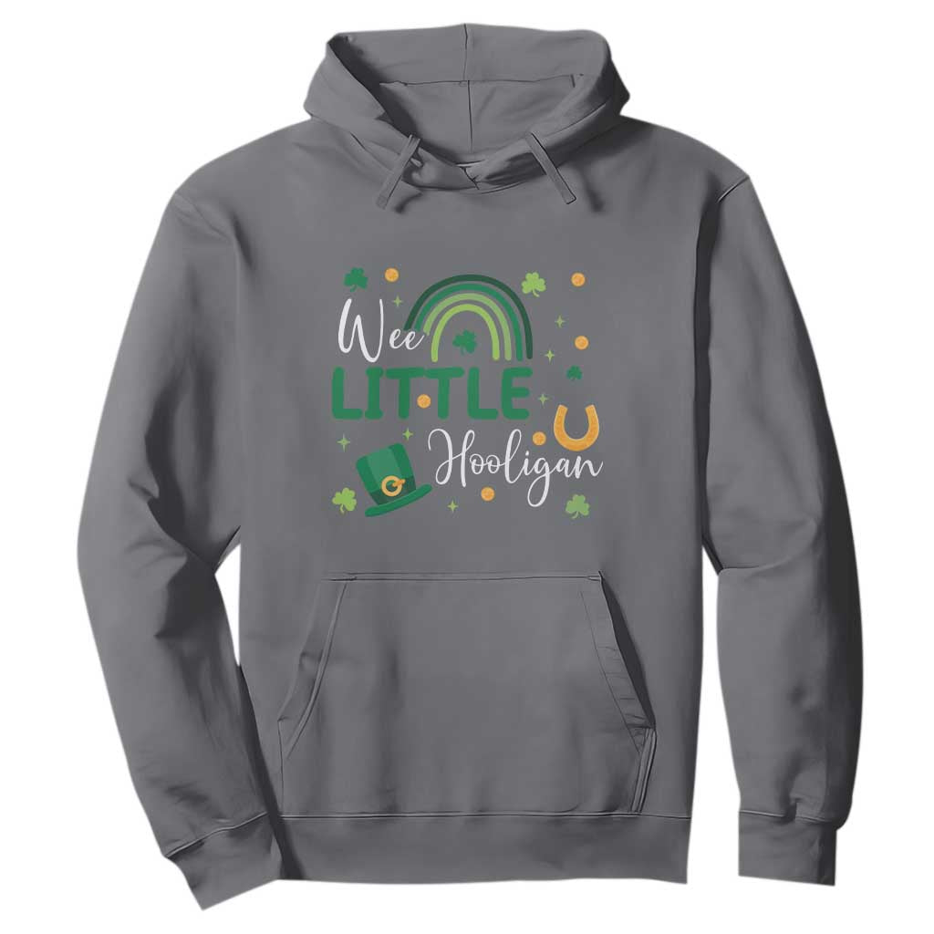 Funny Wee Little Hooligan Hoodie St Patrick's Day Shamrock Rainbow TS11 Charcoal Print Your Wear