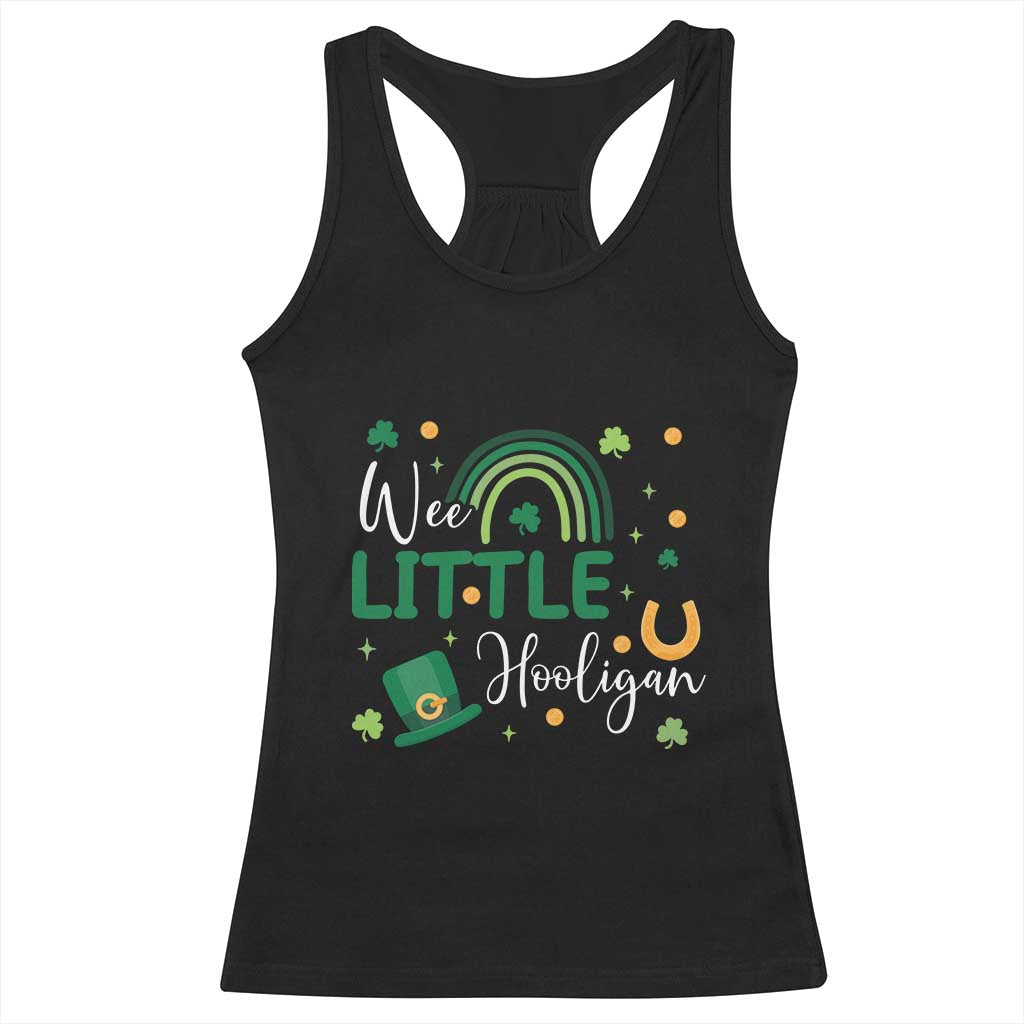 Funny Wee Little Hooligan Racerback Tank Top St Patrick's Day Shamrock Rainbow TS11 Black Print Your Wear