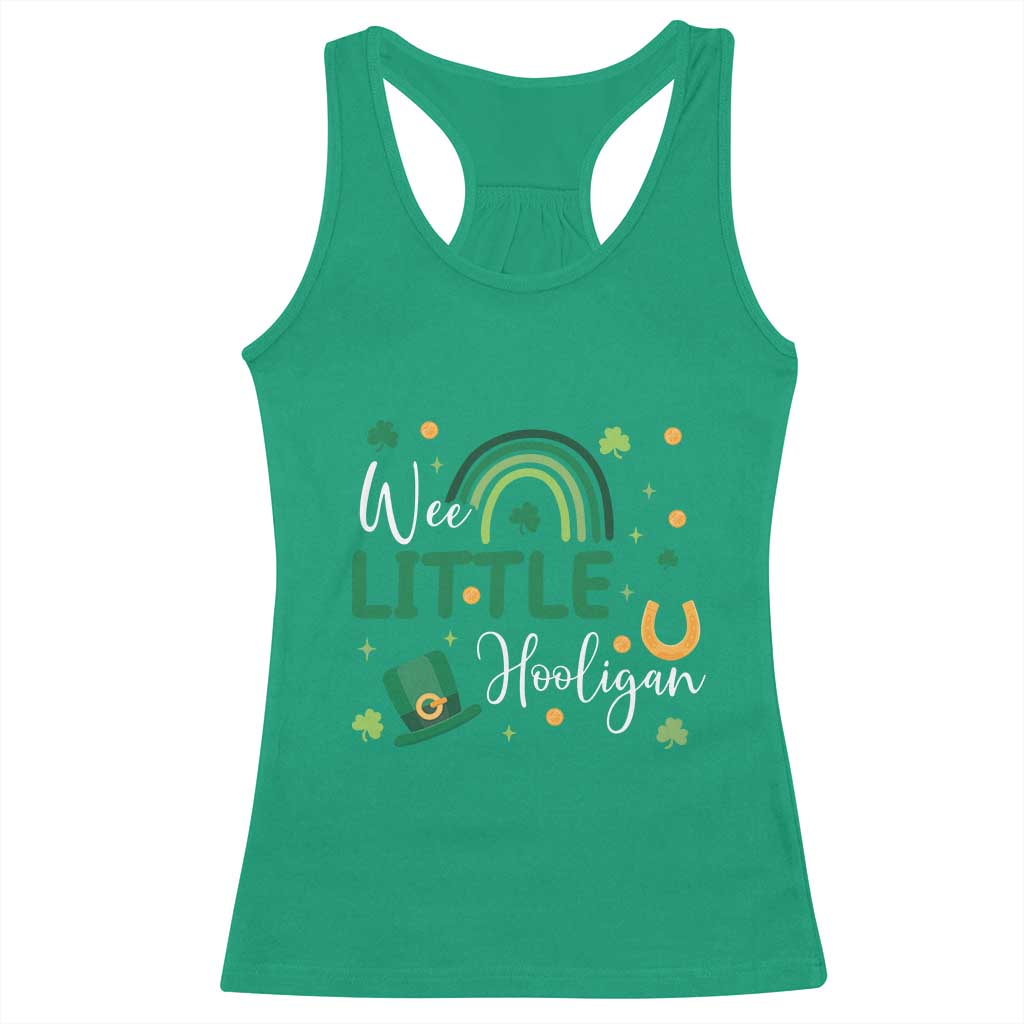 Funny Wee Little Hooligan Racerback Tank Top St Patrick's Day Shamrock Rainbow TS11 Irish Green Print Your Wear