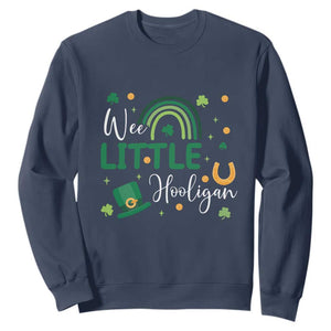 Funny Wee Little Hooligan Sweatshirt St Patrick's Day Shamrock Rainbow TS11 Navy Print Your Wear