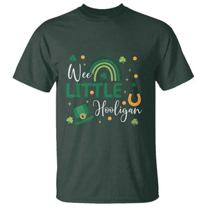 Funny Wee Little Hooligan T Shirt St Patrick's Day Shamrock Rainbow TS11 Dark Forest Green Print Your Wear