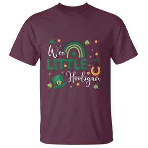 Funny Wee Little Hooligan T Shirt St Patrick's Day Shamrock Rainbow TS11 Maroon Print Your Wear