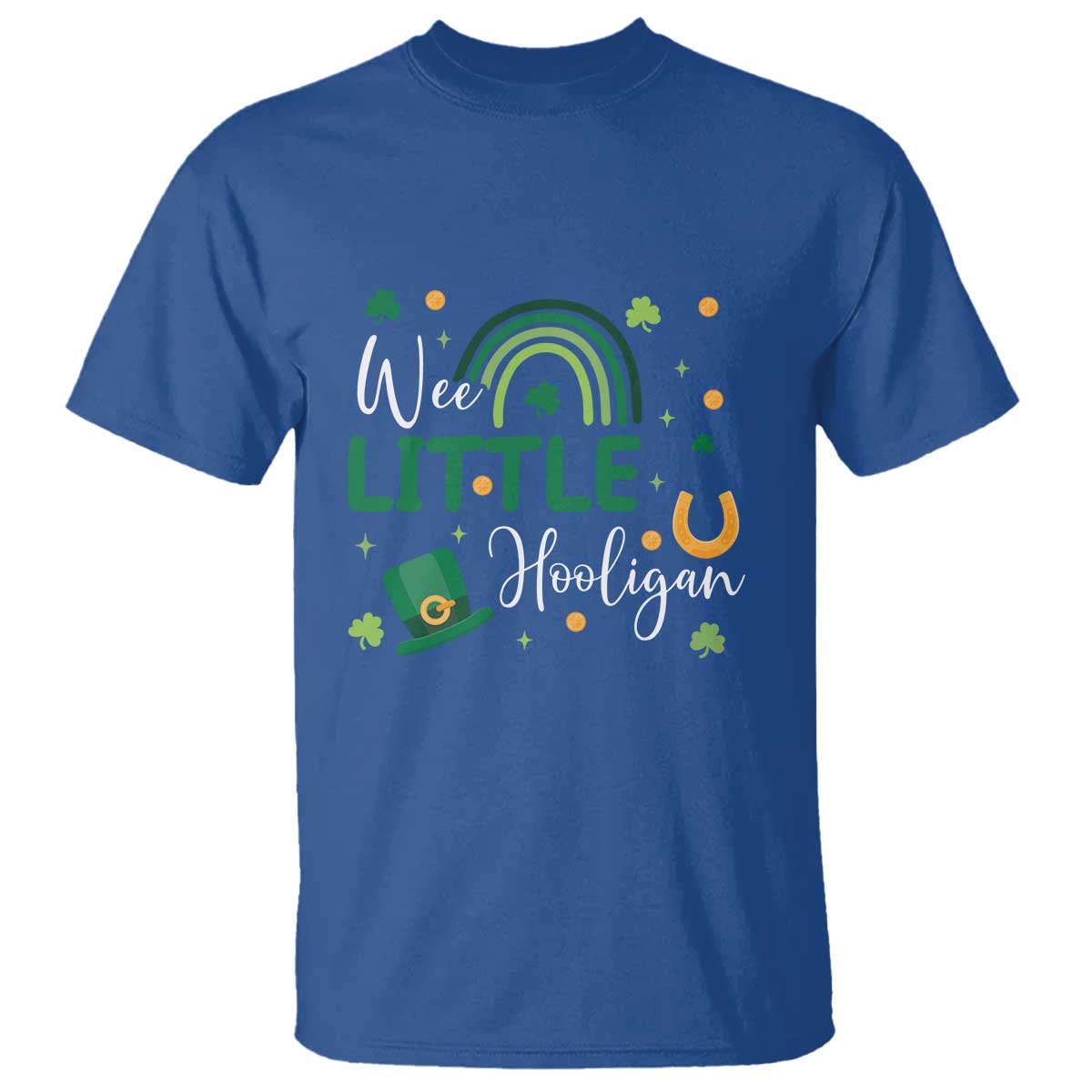 Funny Wee Little Hooligan T Shirt St Patrick's Day Shamrock Rainbow TS11 Royal Blue Print Your Wear