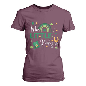 Funny Wee Little Hooligan T Shirt For Women St Patrick's Day Shamrock Rainbow TS11 Maroon Print Your Wear