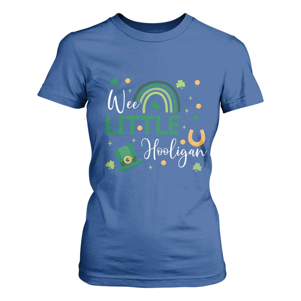 Funny Wee Little Hooligan T Shirt For Women St Patrick's Day Shamrock Rainbow TS11 Royal Blue Print Your Wear