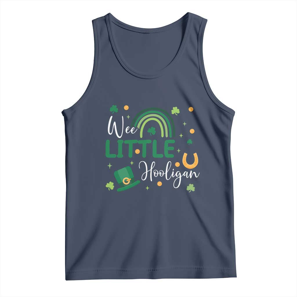 Funny Wee Little Hooligan Tank Top St Patrick's Day Shamrock Rainbow TS11 Navy Print Your Wear