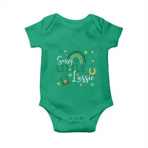 Funny Sassy Little Lassie Baby Onesie St Patrick's Day Shamrock Rainbow TS11 Irish Green Print Your Wear