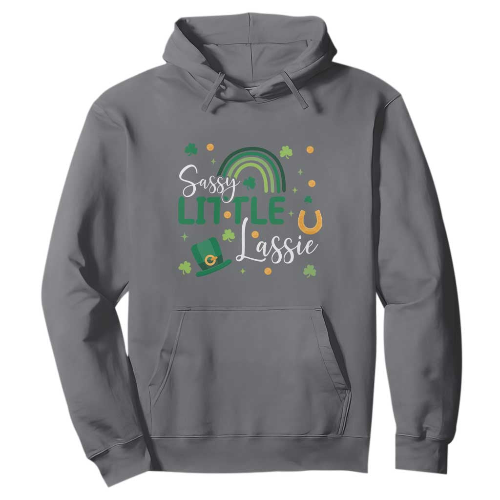 Funny Sassy Little Lassie Hoodie St Patrick's Day Shamrock Rainbow TS11 Charcoal Print Your Wear