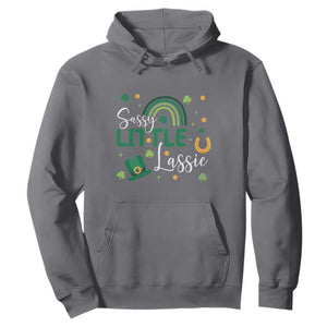 Funny Sassy Little Lassie Hoodie St Patrick's Day Shamrock Rainbow TS11 Charcoal Print Your Wear