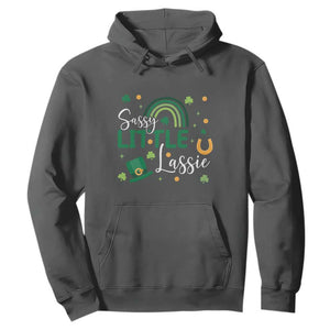 Funny Sassy Little Lassie Hoodie St Patrick's Day Shamrock Rainbow TS11 Dark Heather Print Your Wear