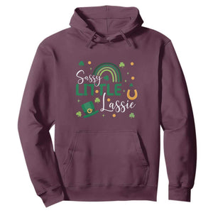 Funny Sassy Little Lassie Hoodie St Patrick's Day Shamrock Rainbow TS11 Maroon Print Your Wear