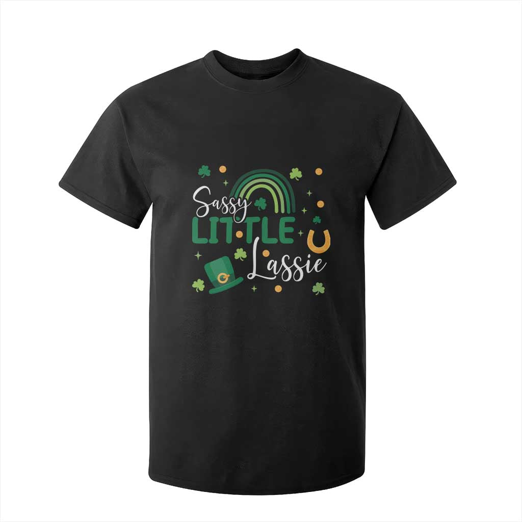 Funny Sassy Little Lassie T Shirt For Kid St Patrick's Day Shamrock Rainbow TS11 Black Print Your Wear