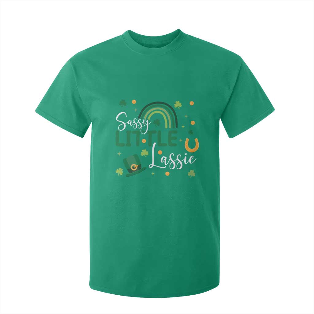 Funny Sassy Little Lassie T Shirt For Kid St Patrick's Day Shamrock Rainbow TS11 Irish Green Print Your Wear
