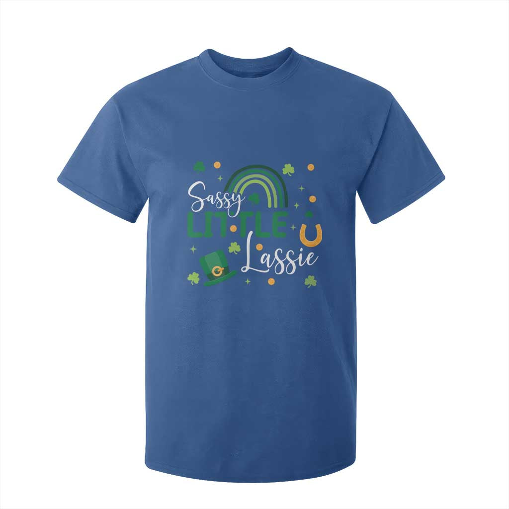 Funny Sassy Little Lassie T Shirt For Kid St Patrick's Day Shamrock Rainbow TS11 Royal Blue Print Your Wear