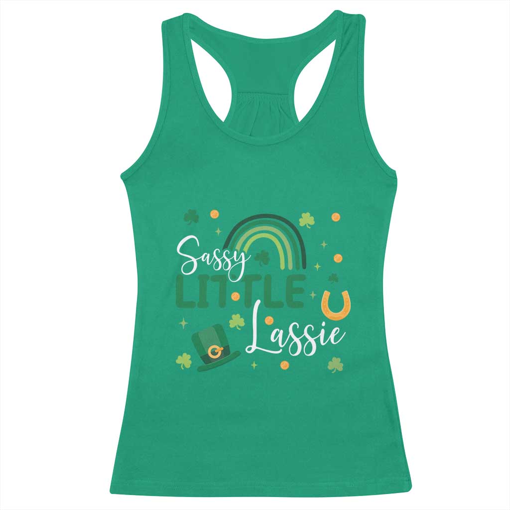 Funny Sassy Little Lassie Racerback Tank Top St Patrick's Day Shamrock Rainbow TS11 Irish Green Print Your Wear