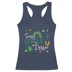 Funny Sassy Little Lassie Racerback Tank Top St Patrick's Day Shamrock Rainbow TS11 Navy Print Your Wear