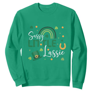 Funny Sassy Little Lassie Sweatshirt St Patrick's Day Shamrock Rainbow TS11 Irish Green Print Your Wear
