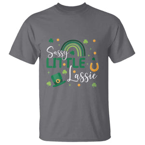 Funny Sassy Little Lassie T Shirt St Patrick's Day Shamrock Rainbow TS11 Charcoal Print Your Wear