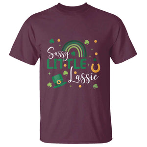Funny Sassy Little Lassie T Shirt St Patrick's Day Shamrock Rainbow TS11 Maroon Print Your Wear