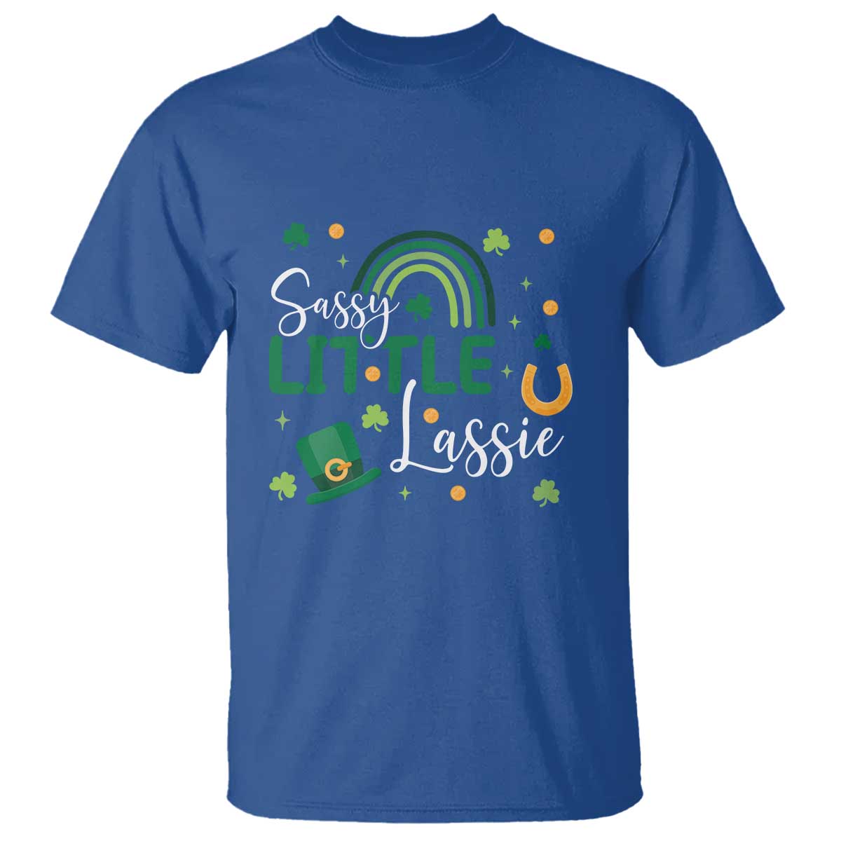 Funny Sassy Little Lassie T Shirt St Patrick's Day Shamrock Rainbow TS11 Royal Blue Print Your Wear