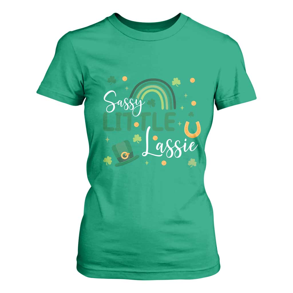 Funny Sassy Little Lassie T Shirt For Women St Patrick's Day Shamrock Rainbow TS11 Irish Green Print Your Wear