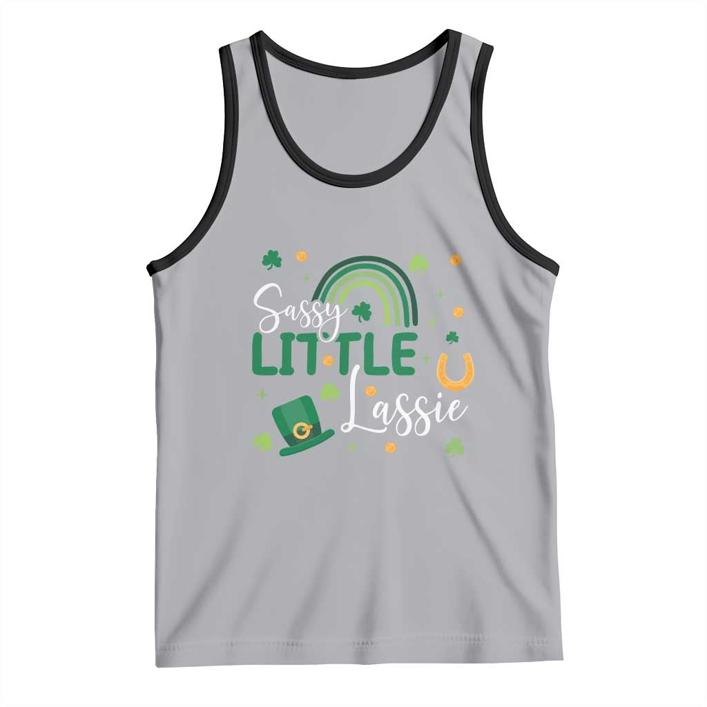 Funny Sassy Little Lassie Tank Top St Patrick's Day Shamrock Rainbow TS11 Athletic Heather Black Print Your Wear