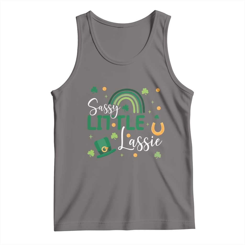 Funny Sassy Little Lassie Tank Top St Patrick's Day Shamrock Rainbow TS11 Deep Heather Print Your Wear