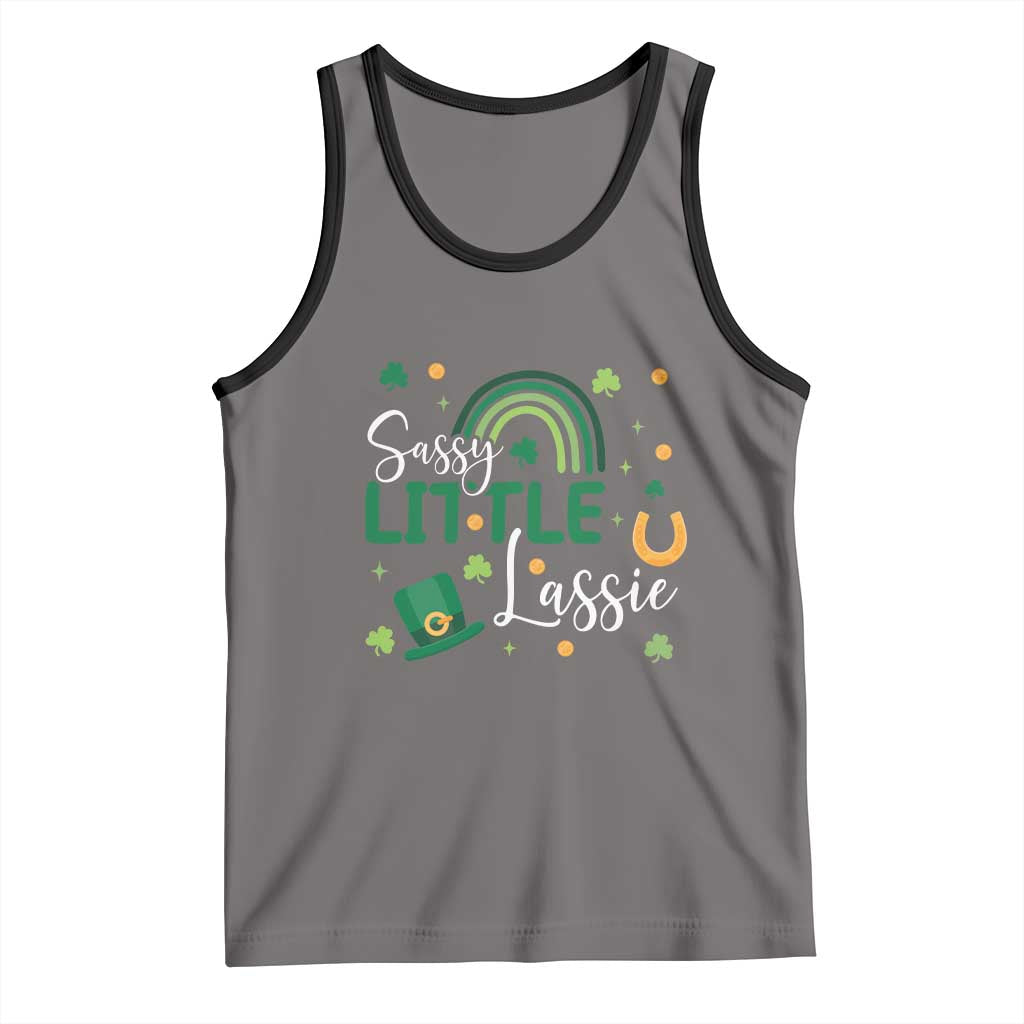 Funny Sassy Little Lassie Tank Top St Patrick's Day Shamrock Rainbow TS11 Deep Heather Black Print Your Wear