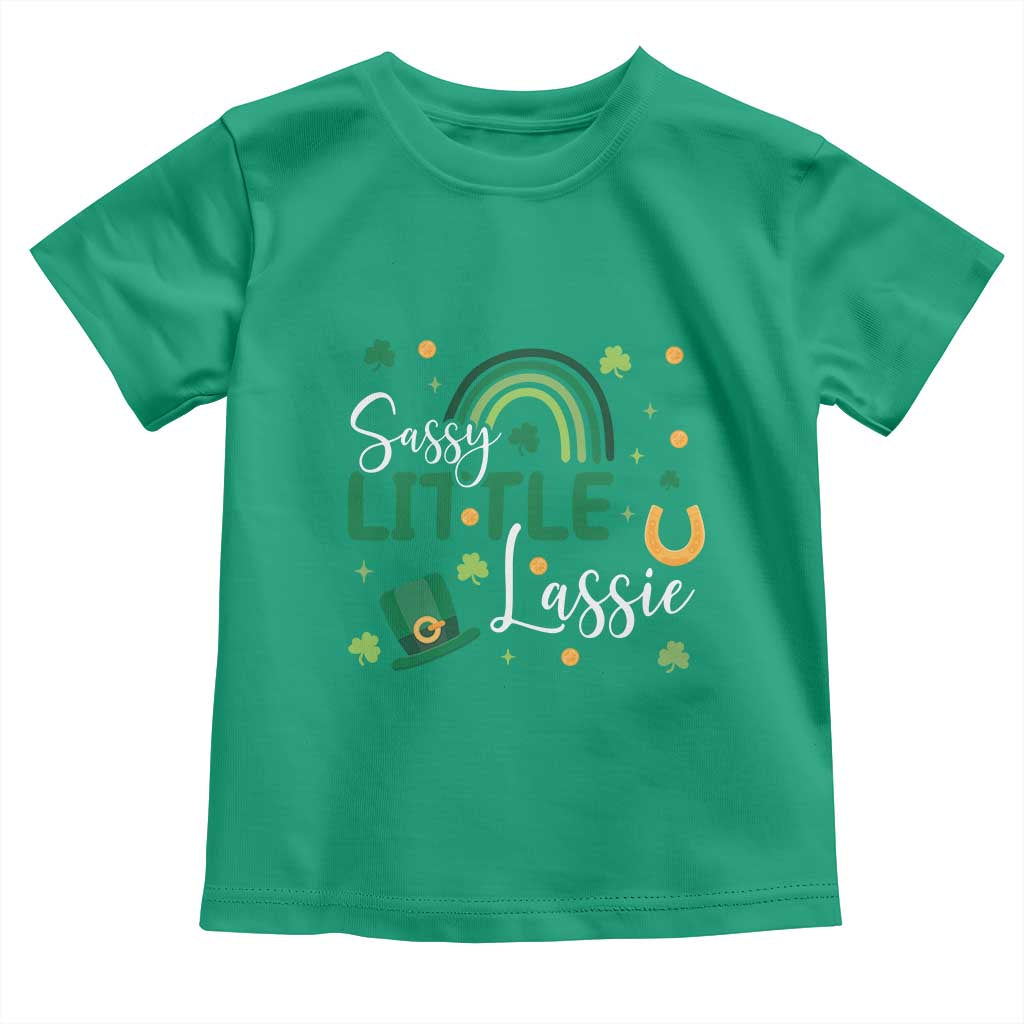 Funny Sassy Little Lassie Toddler T Shirt St Patrick's Day Shamrock Rainbow TS11 Irish Green Print Your Wear
