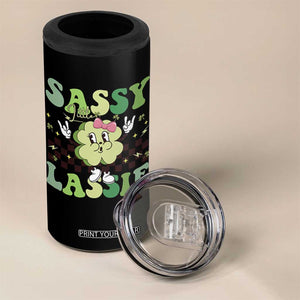 Funny St Patrick's Day Sassy Little Lassie 4 in 1 Can Cooler Tumbler Retro Groovy Clover TS11 Print Your Wear