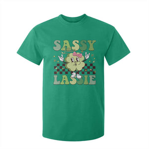 Funny St Patrick's Day Sassy Little Lassie T Shirt For Kid Retro Groovy Clover TS11 Irish Green Print Your Wear